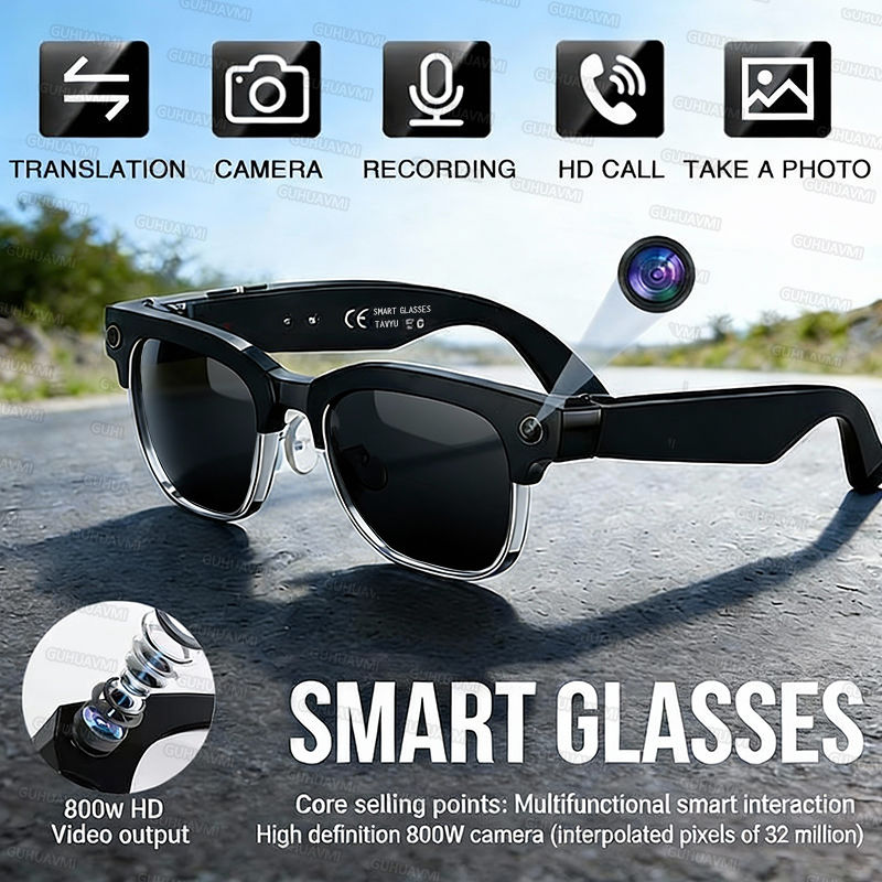 Thumbnail: 2026New 800W Pixel Camera Smart Glasses Men Video Recording AI Photo Recognition