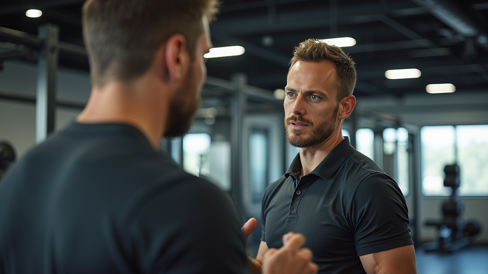 Eye-level view of a personal trainer coaching a client