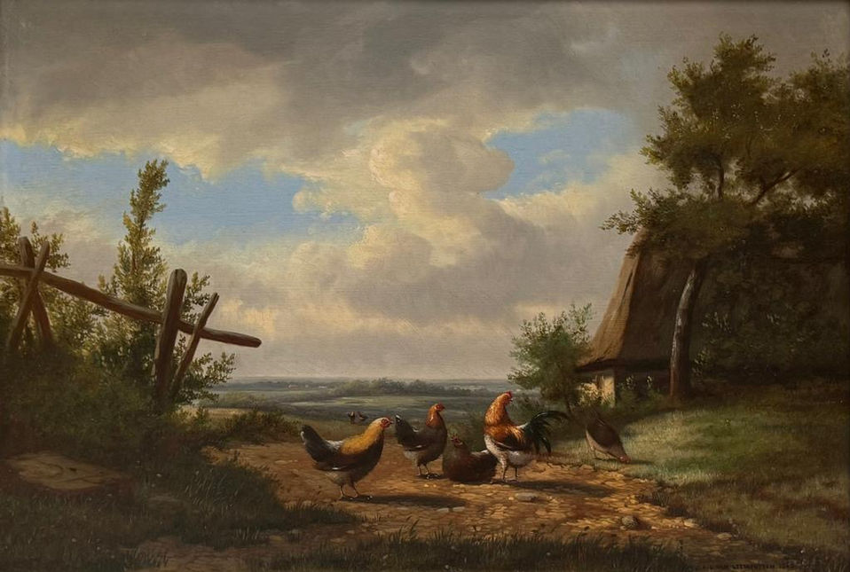 Poultry Near a Pond (A Pair)