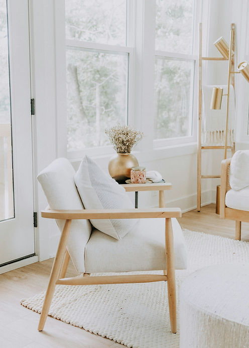 White chair with wooden arms