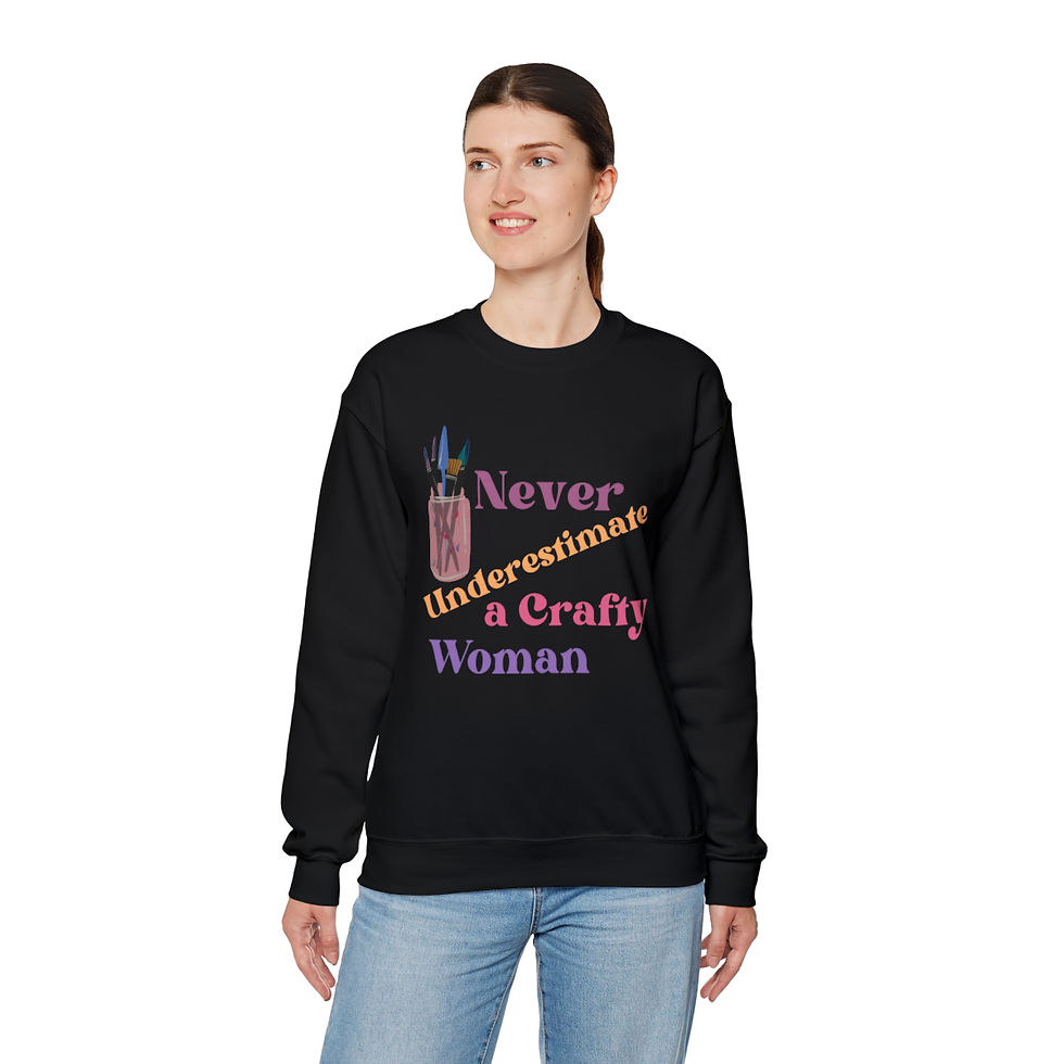 Thumbnail: Never Underestimate a Crafty Woman Crewneck Sweatshirt