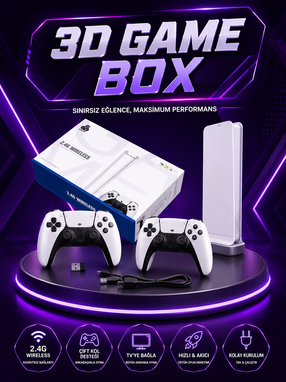 Kablosuz Retro Oyun Konsolu 4K Destekli