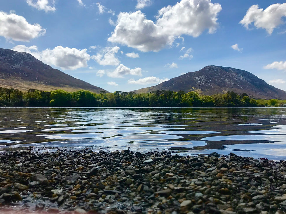 Connemara landscape with soft Irish light over mountains