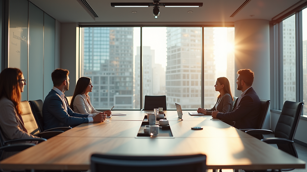 Wide angle view of a collaborative meeting space