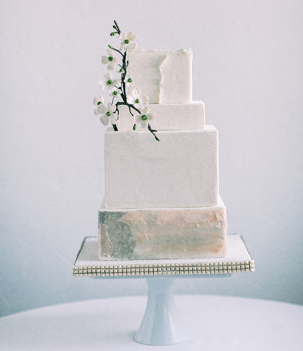 White square tiered wedding cake