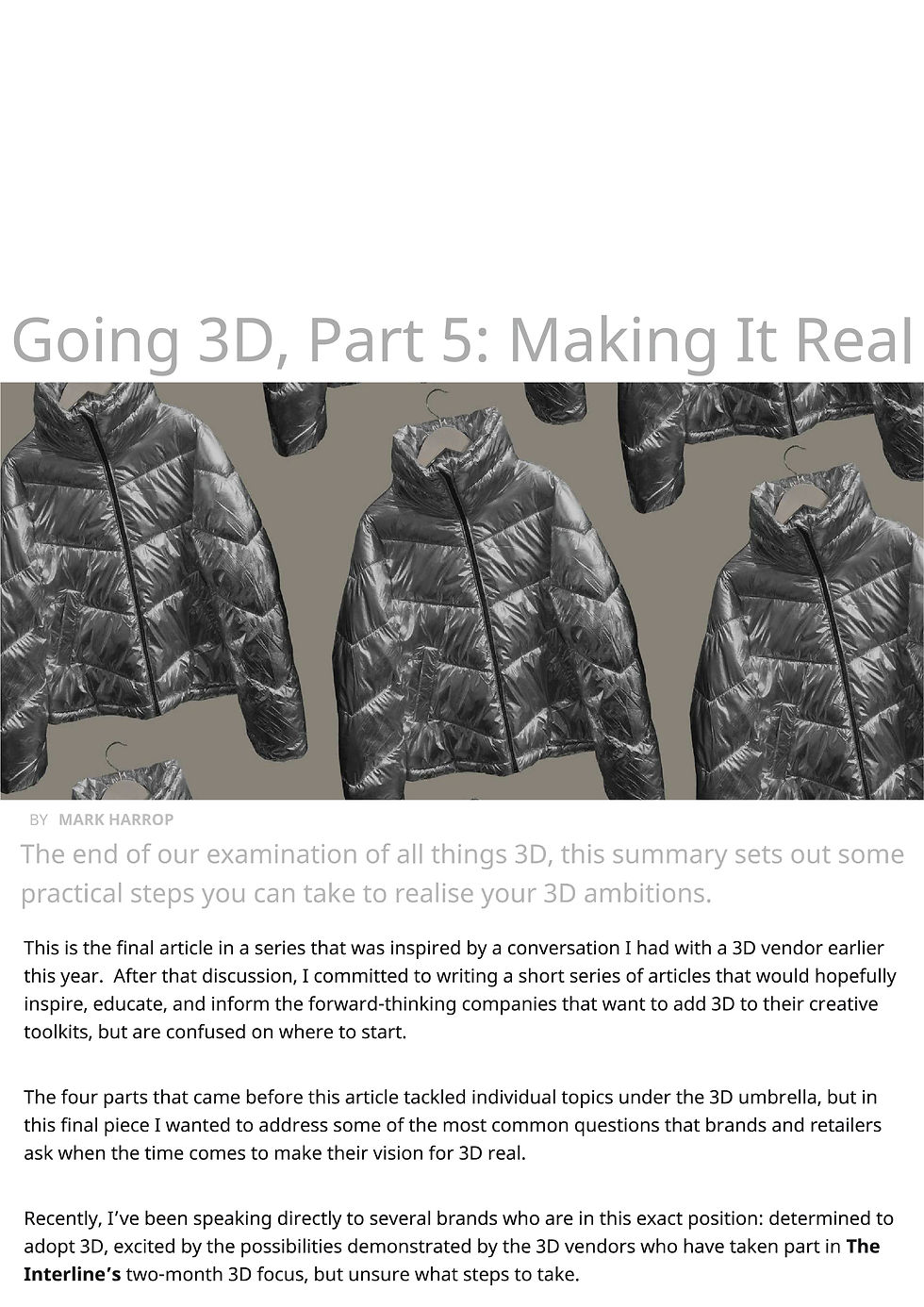 Going 3D, Part 5: Making It Real