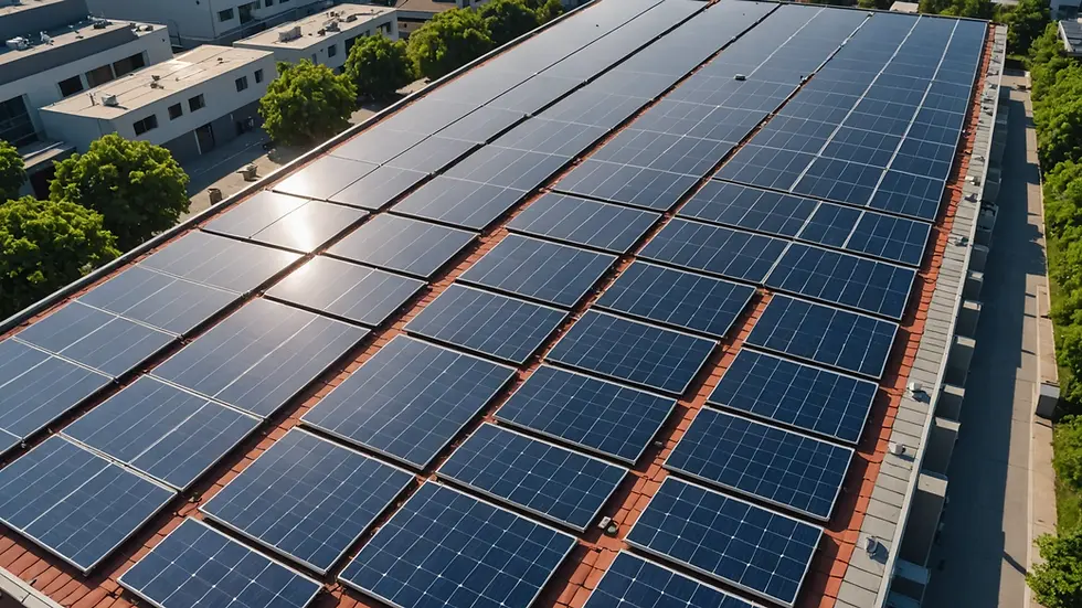 High angle view of solar panels installed on a rooftop