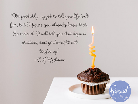 A slice of cake lit with hope