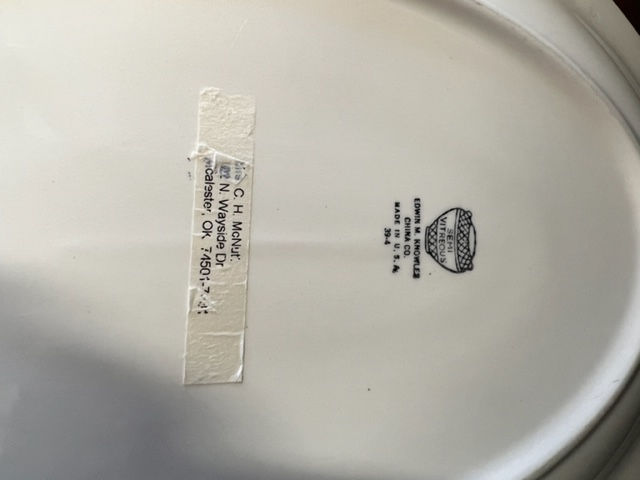 Thumbnail: SERVICE PLATTER  SEMI VITREOUS EDWIN M. KNOWLES CHINA CO.