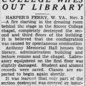 Fire at Storer College