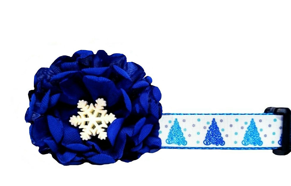 Blue Christmas Tree Dog Collar