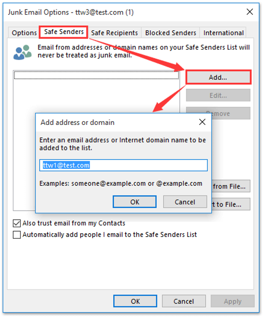 where is the safe senders list in outlook 2 outlook junk