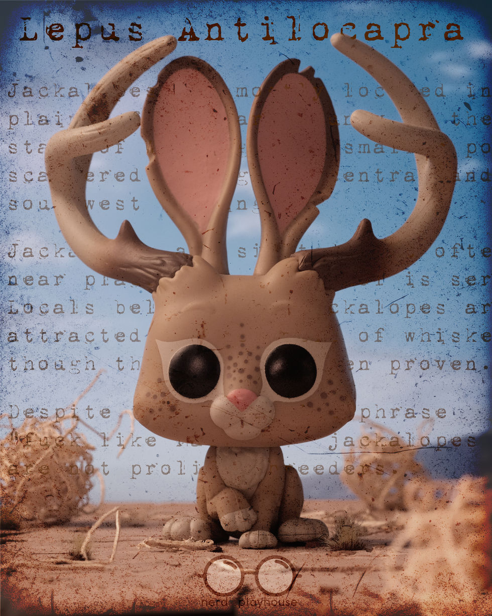 Creative toy photography of a Funko POP Jackalope