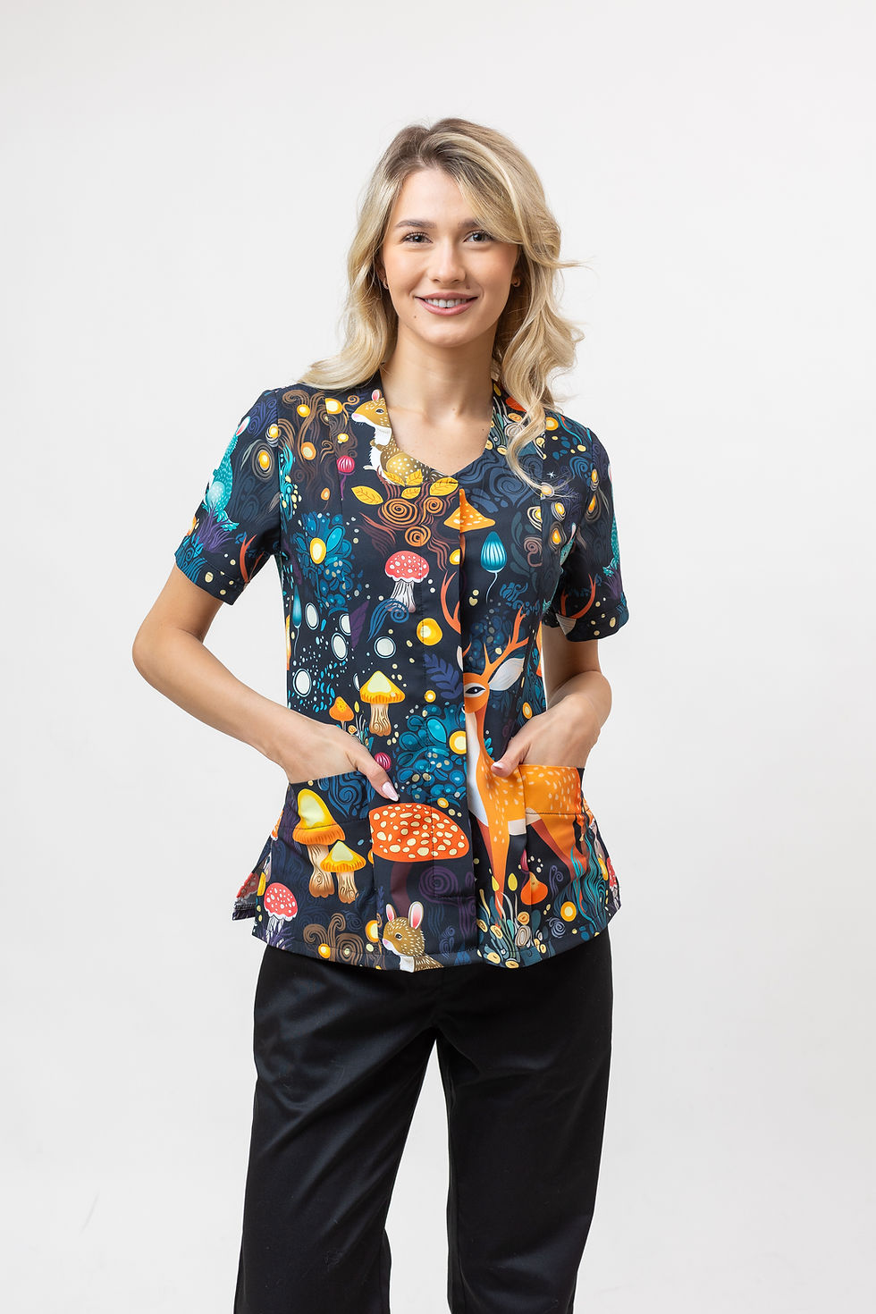 Miniatură: Tunica cu nasturi imprimata Woodland E03