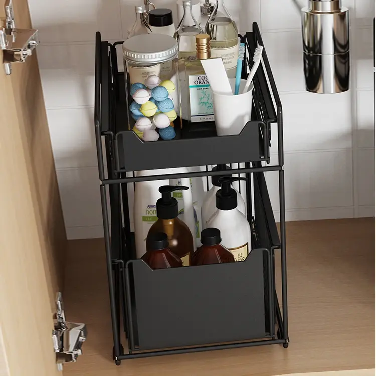 Thumbnail: Under the Sink Kitchen Rack With Sliding Drawer Storage Shelf