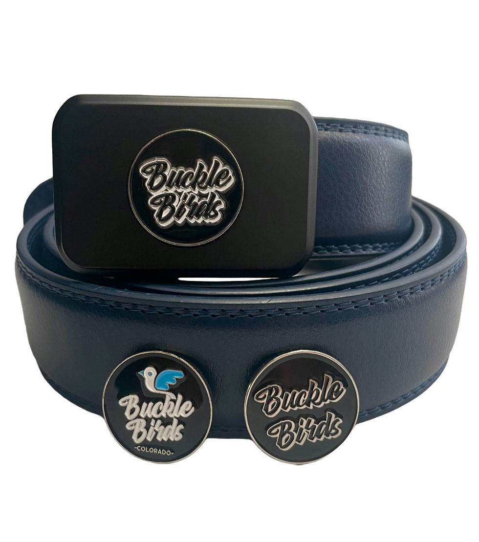 Buckle Birds Blue Golf Belt