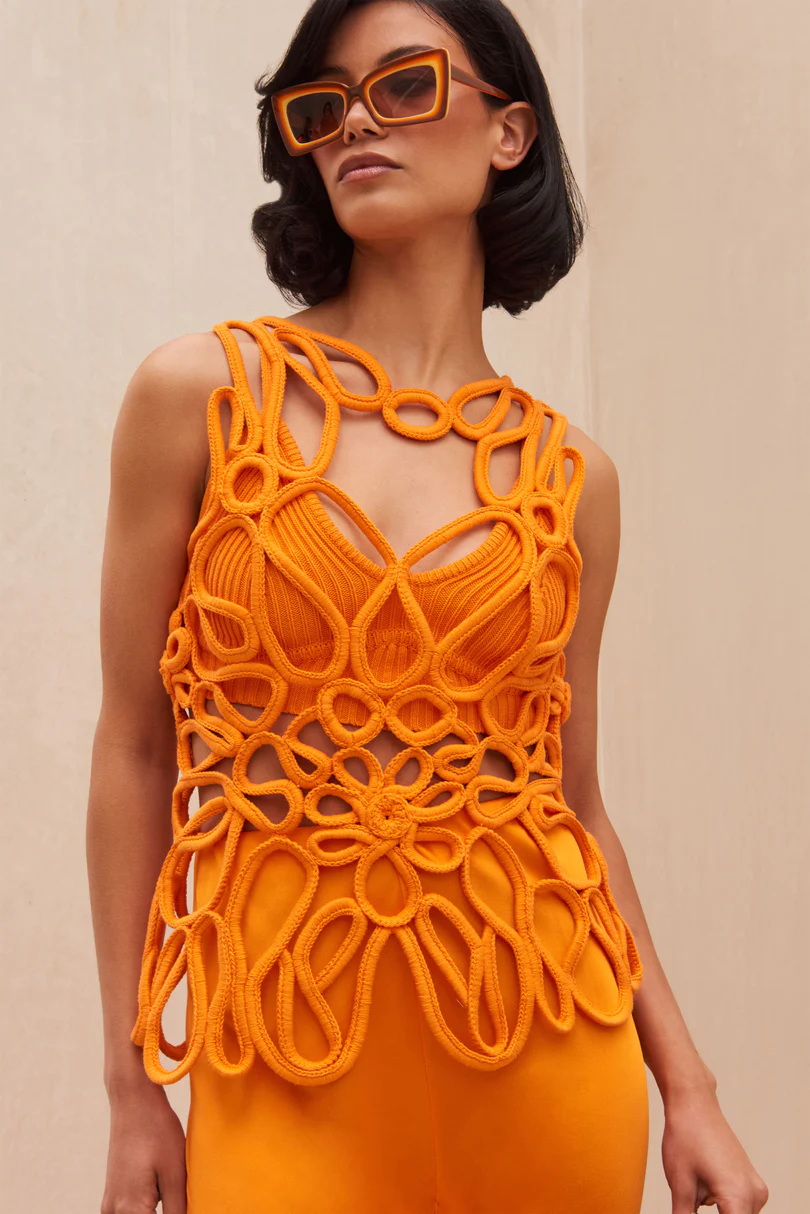 Top crochet orange tendance Cult Gaia