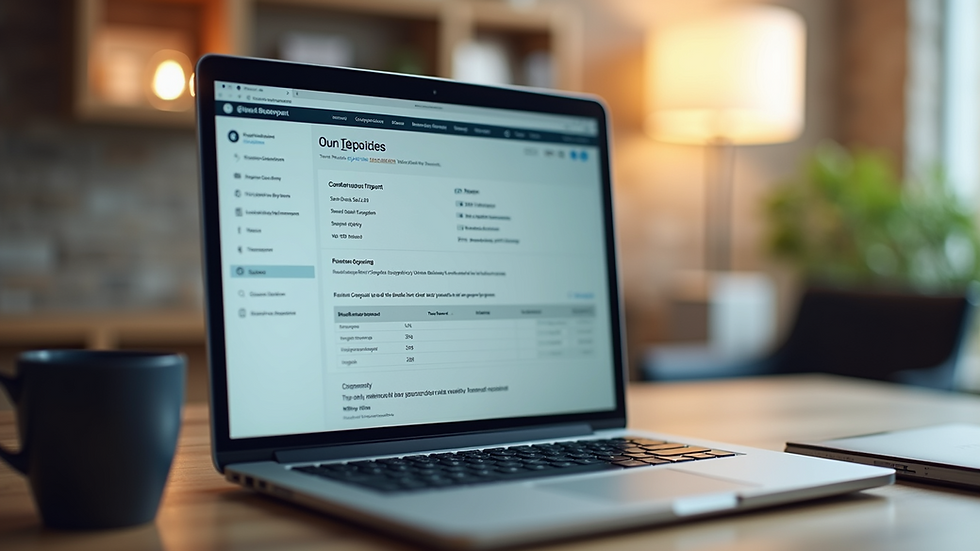 Eye-level view of a laptop displaying a background check report