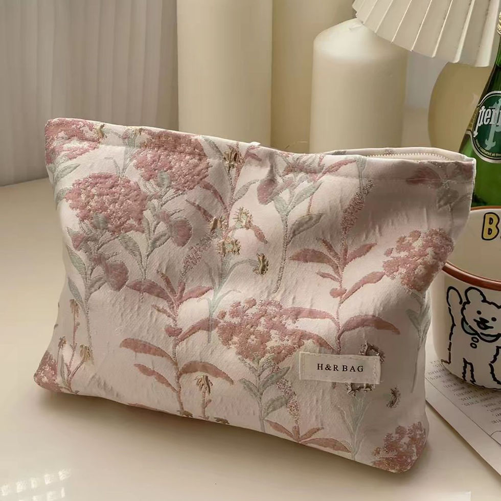 Embroidered Floral Jacquard Pouch