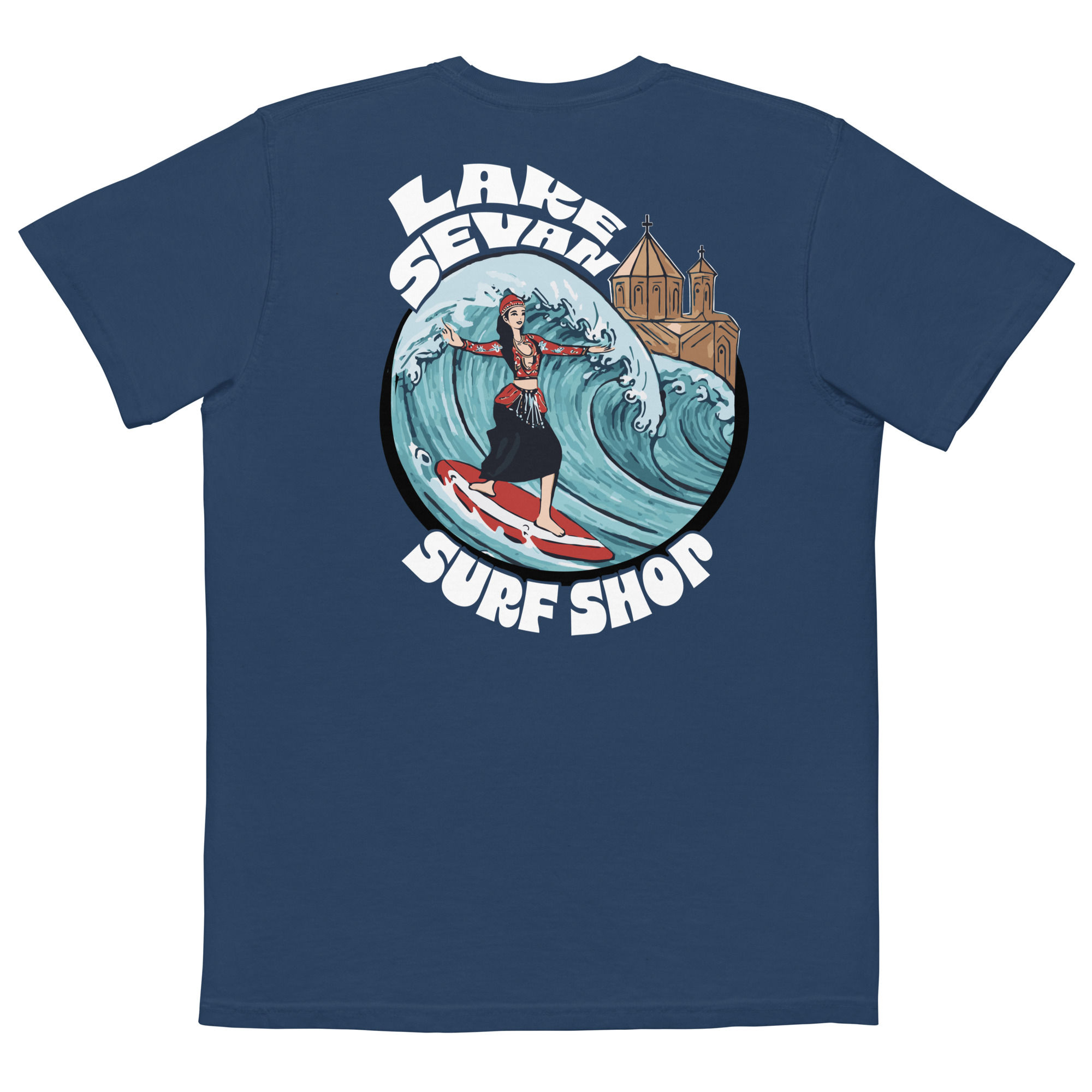 Lake Sevan Surf - Men's garment-dyed pocket Armenian t-shirt