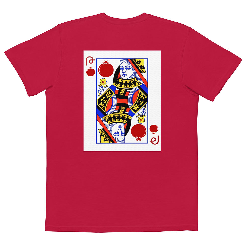 Thumbnail: Queen of Pomegranates - Women's garment-dyed pocket Armenian t-shirt