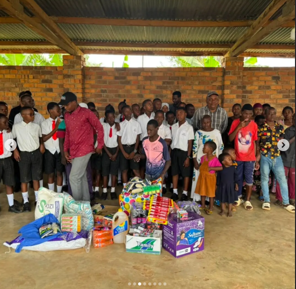 Close-up view of children’s hands holding school supplies and care items