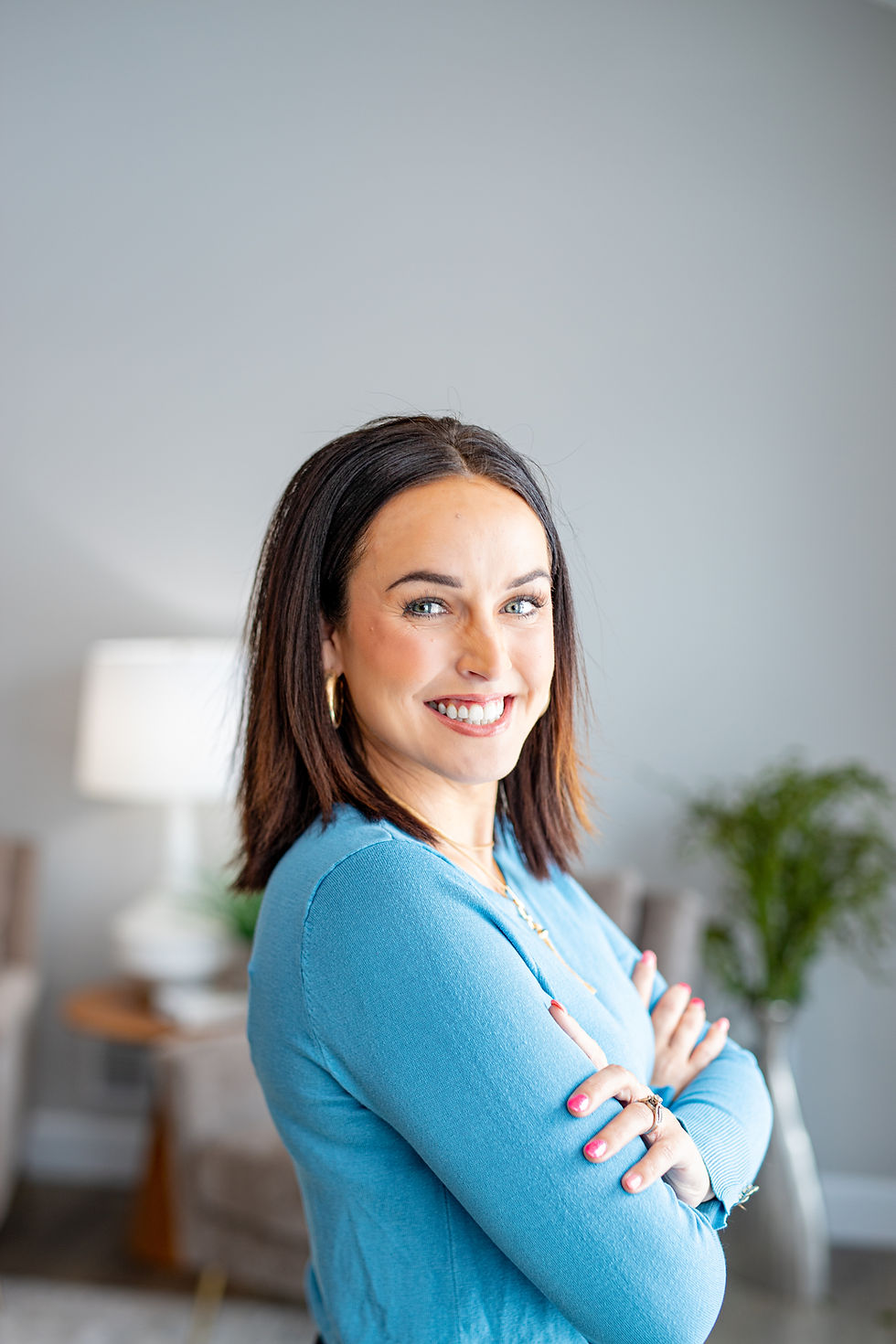 Natural headshot Columbia MO Casual sweater and relaxed pose
