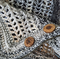 crocheted texture with feature wooden buttons