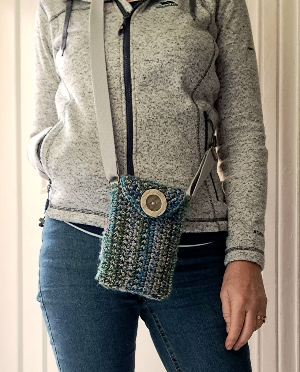 Thumbnail: 'Hillhead Grey' - Compact lined phone bag in subtle tones with adjustable strap