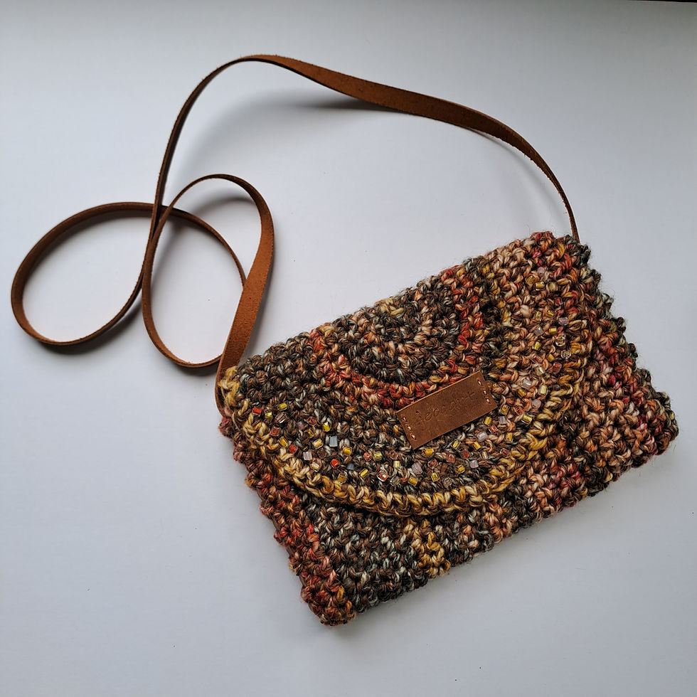 Thumbnail: 'North Yorkshire' - Woolly-look bag with leather strap and subtle beaded flap