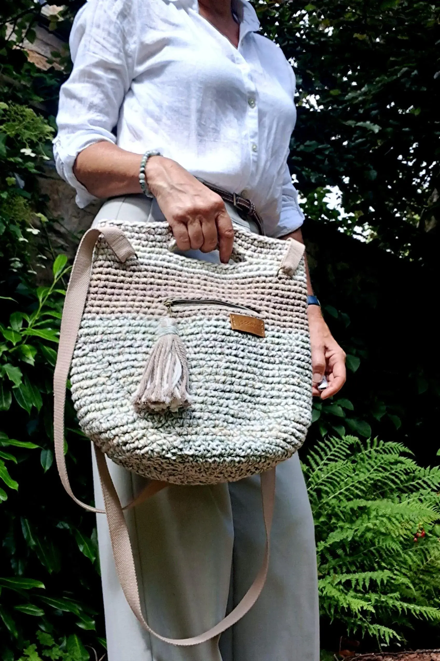 'Ayr' - Large artisan textured bucket bag with tassel feature
