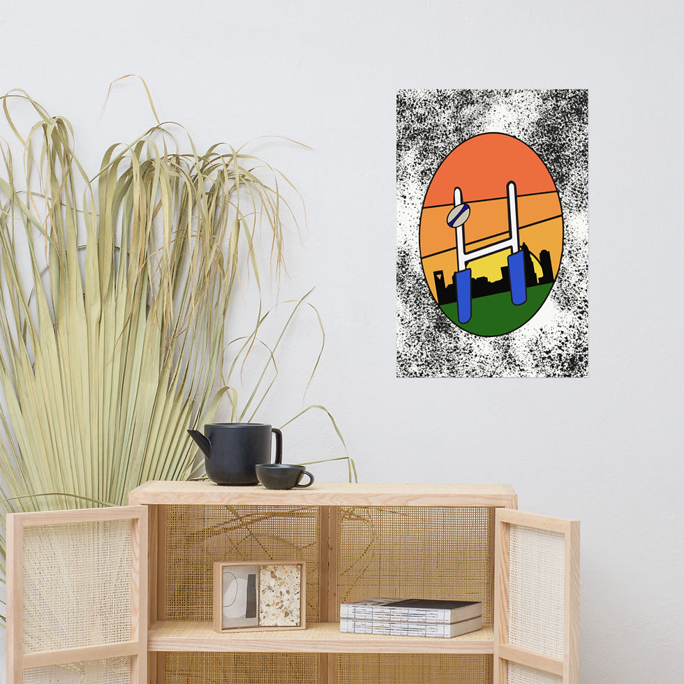 Thumbnail: Sunset Charlotte Skyline Rugby Poster