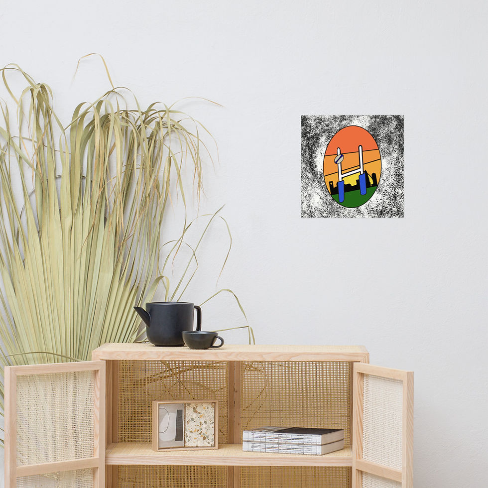 Thumbnail: Sunset Charlotte Skyline Rugby Poster