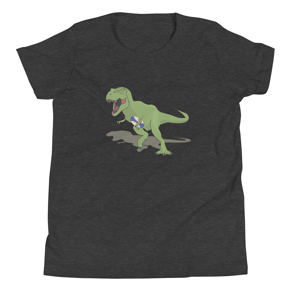 Thumbnail: Rugby T Rex Dinosaur Youth Short Sleeve T-Shirt