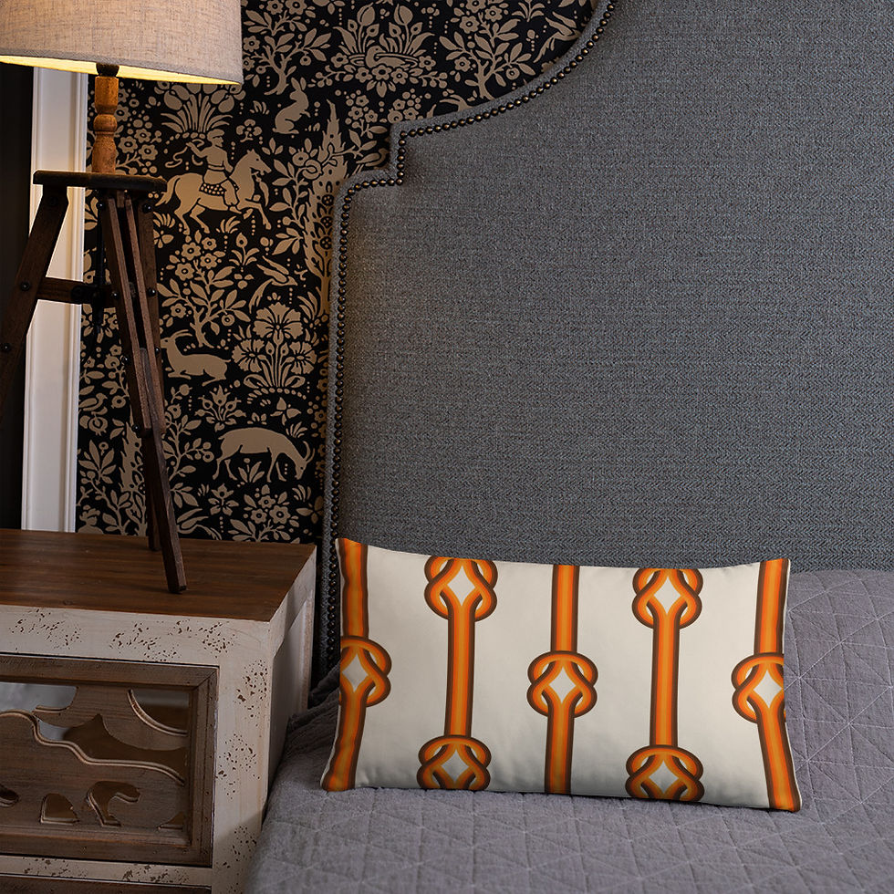 Thumbnail: Groovy 70s Supergraphics Inspired Orange and Brown Throw Pillow