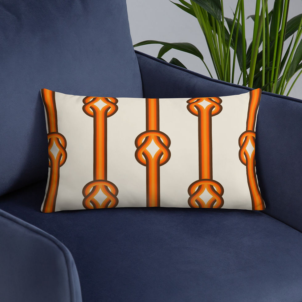 Thumbnail: Groovy 70s Supergraphics Inspired Orange and Brown Throw Pillow