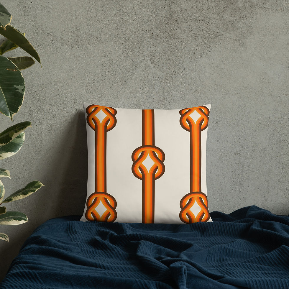 Thumbnail: Groovy 70s Supergraphics Inspired Orange and Brown Throw Pillow
