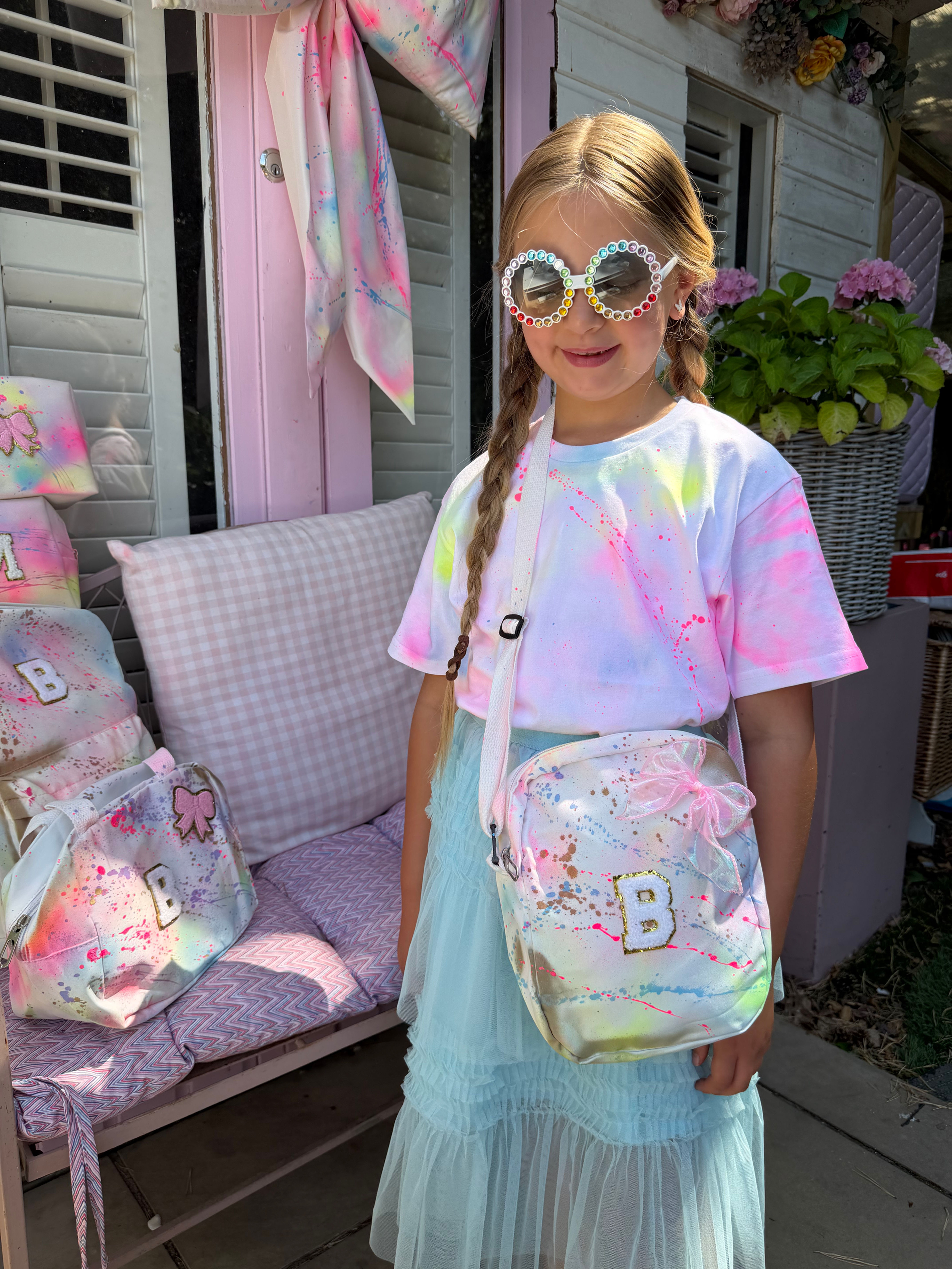 Children’s personlised across body bag 💗✨