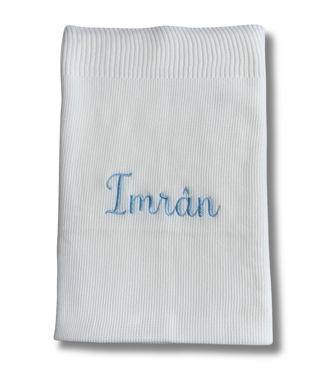 Couverture maille personnalisée - Blanc