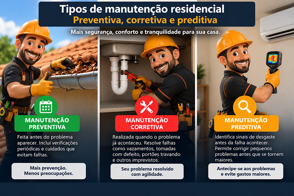 Tipos de manutenção residencial: preventiva, corretiva e preditiva
