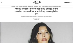 Hailey Bieber's corset top & jeans look