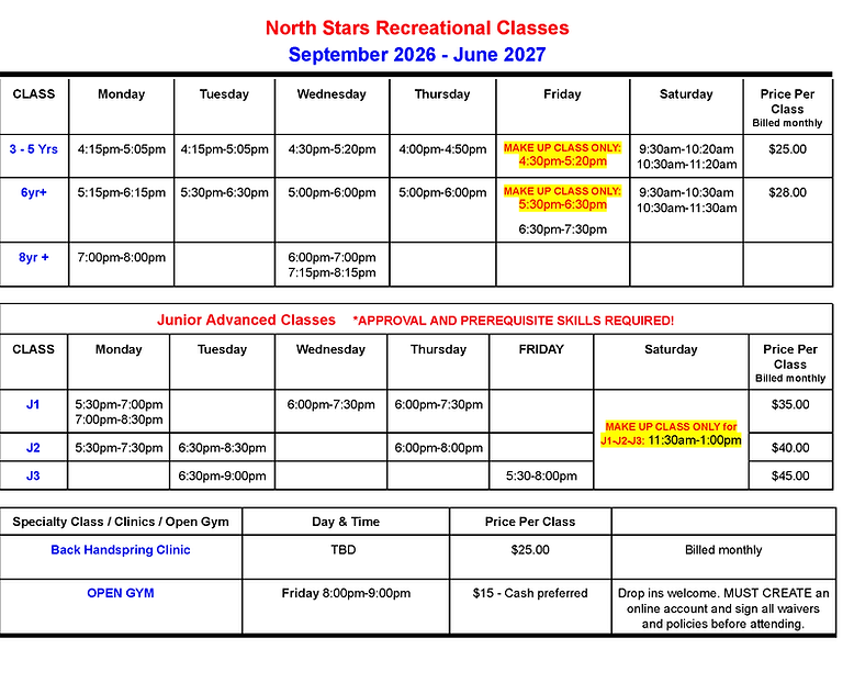 2026 Fall Recreational Class Schedule.png