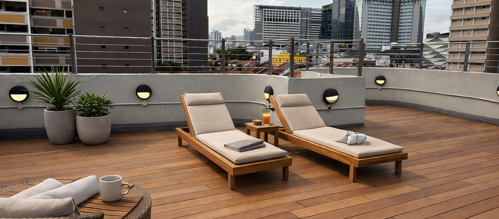 Rooftop garden with beautiful Singapore skyline at Wink @ Jalan Besar