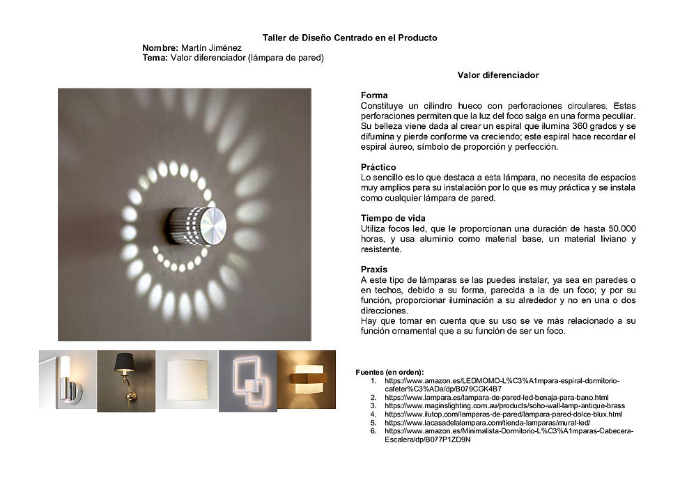 Valor diferenciador (lámparas de pared)(