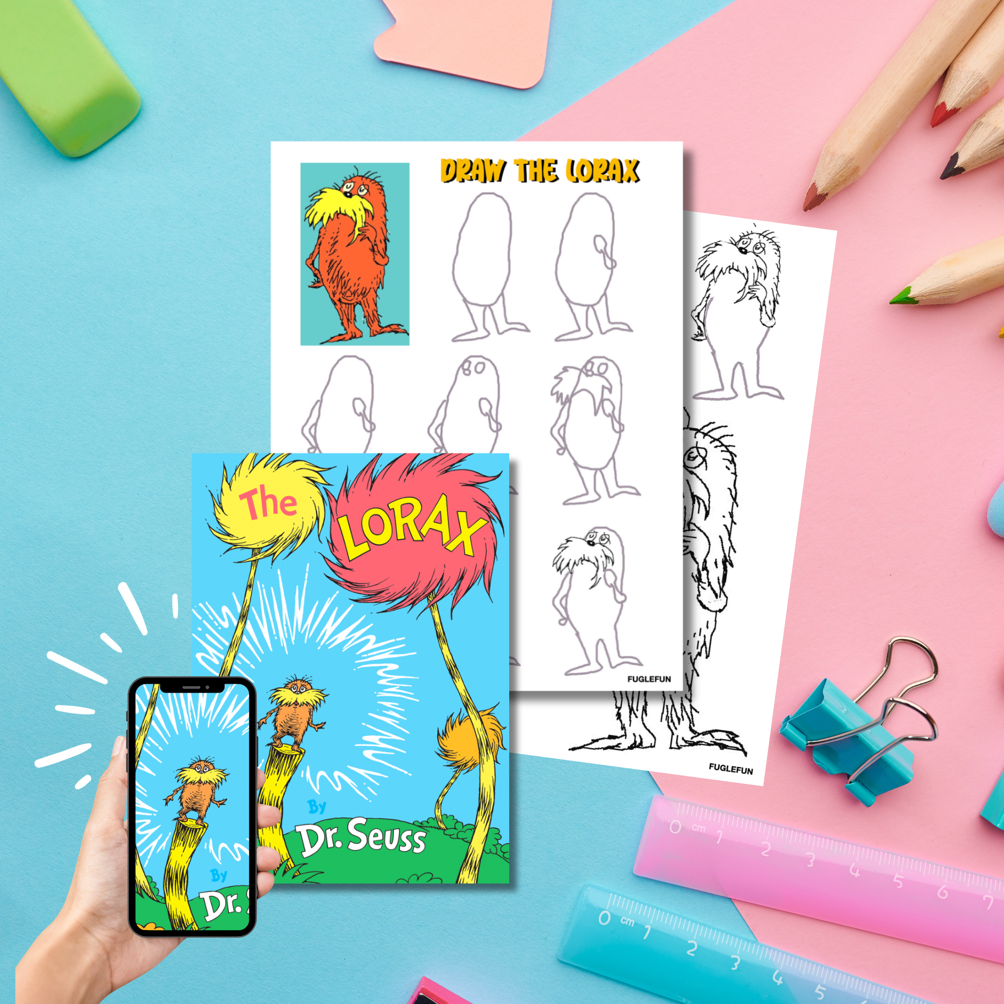 How to Draw Dr. Seuss' The Lorax and AR book Cover