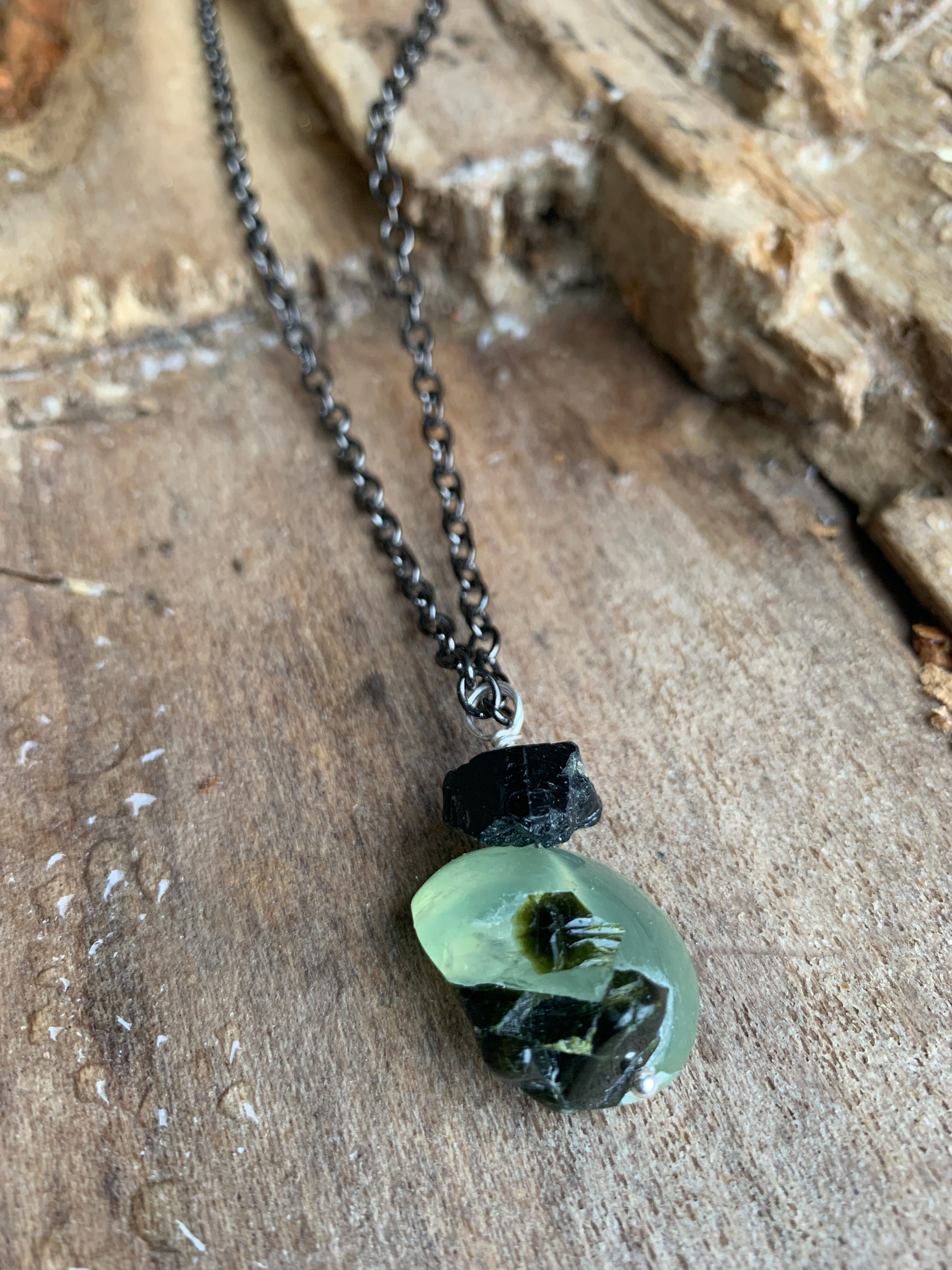 Prehnite & Black Tourmaline #3