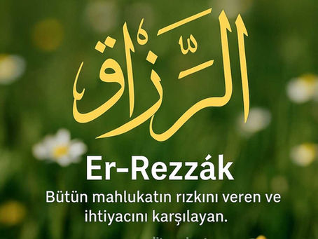 Er-Rezzâk Esması – Allah’ın tüm mahlukata rızık veren ismi, doğa manzaralı geleneksel hat sanatı ile 1:1 tasarım
