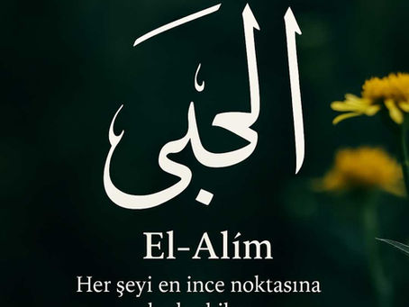 El-Alîm – Her şeyi bilen Allah’ın ismi, tasavvufi hat sanatıyla doğa temalı 1:1 görsel