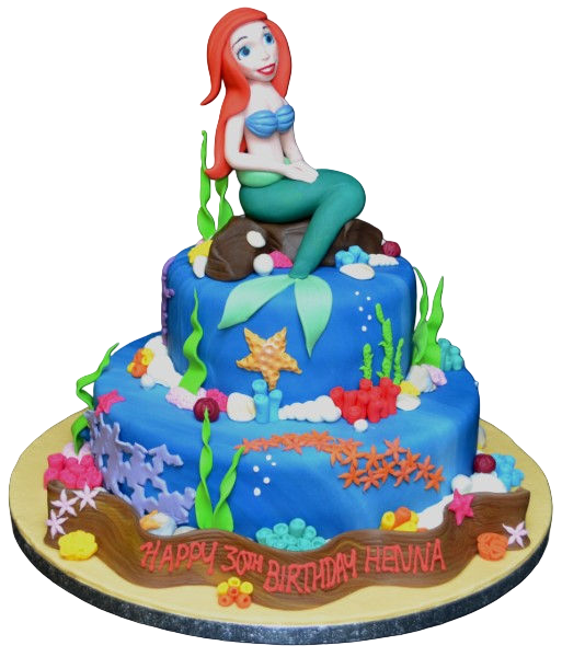Beautiful and whimsical Little Mermaid themed cake featuring intricate details and vibrant colours, perfect for fans of the beloved fairytale.