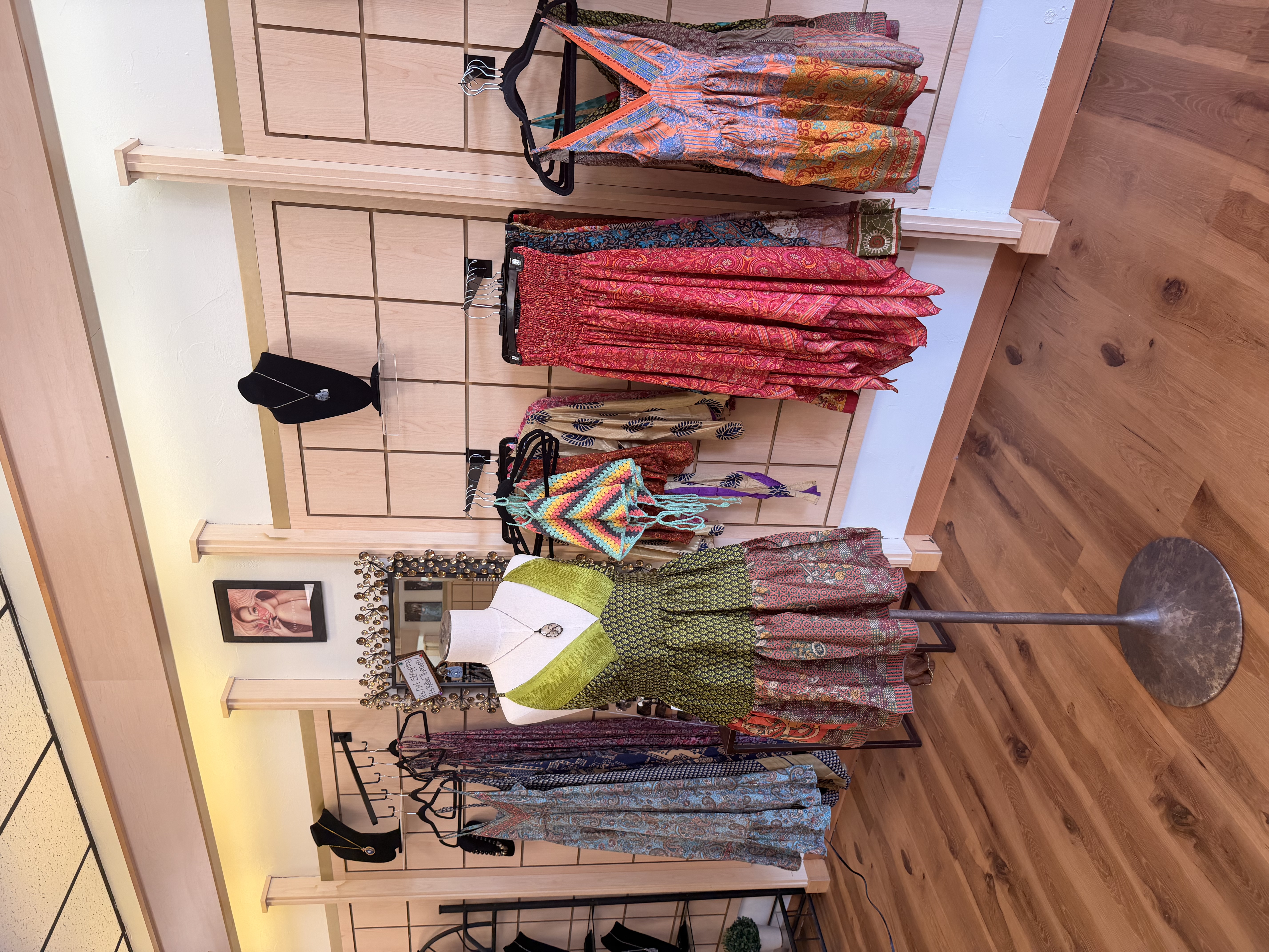 Silk Road Connection boutique — colorful silks and dresses